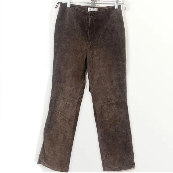 Live A Little brown suede pants jeans EUC size 4 leather - Picture 2 of 13